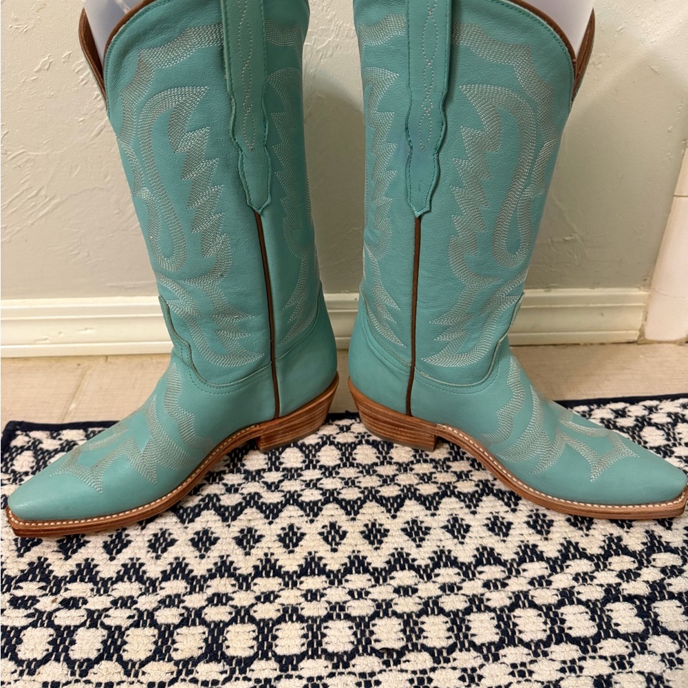 Lucchese 1883 6.5 Women's Turquoise Western Cowboy Boots - Picture 3 of 7